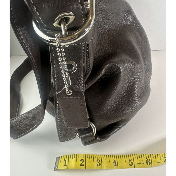 Coach Chocolate Brown Duffle Bucket Bag Pebbled Leather Shoulder Purse F15064 - Picture 5 of 16